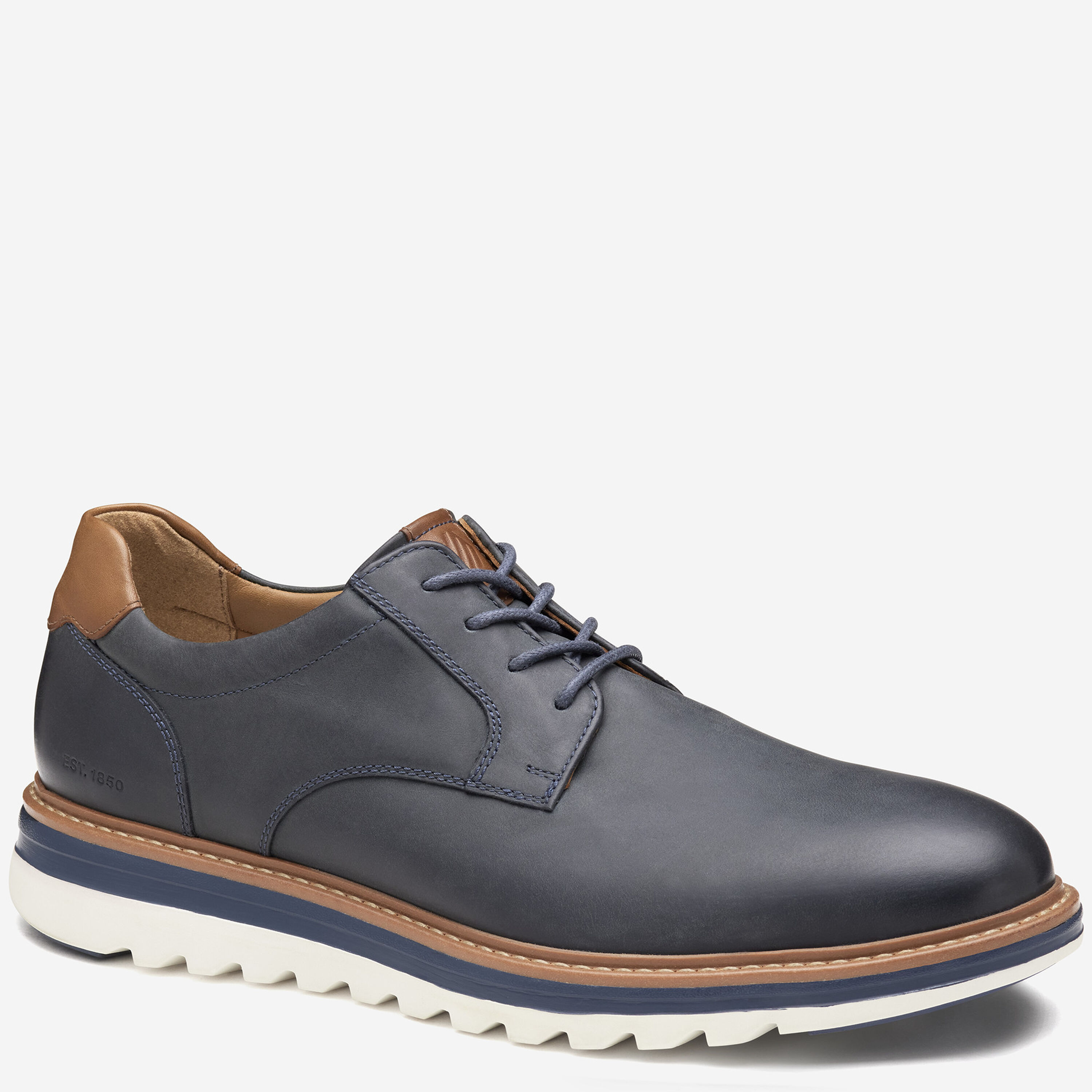 Men's Braxton Plain Toe in Navy Oiled Full Grain | Johnston & Murphy