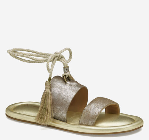 Zoey Ankle Wrap - Taupe Metallic Kid Suede