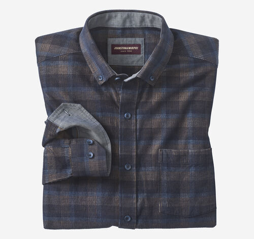 Plaid Corduroy Shirt - Navy/Brown Plaid