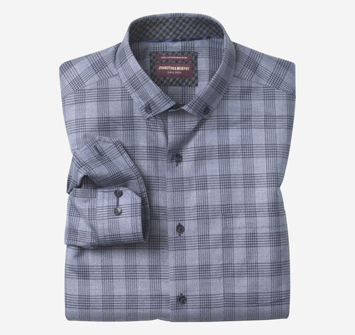 Ovation Non-Iron Dress Shirt - Navy Jaspe Tonal Check