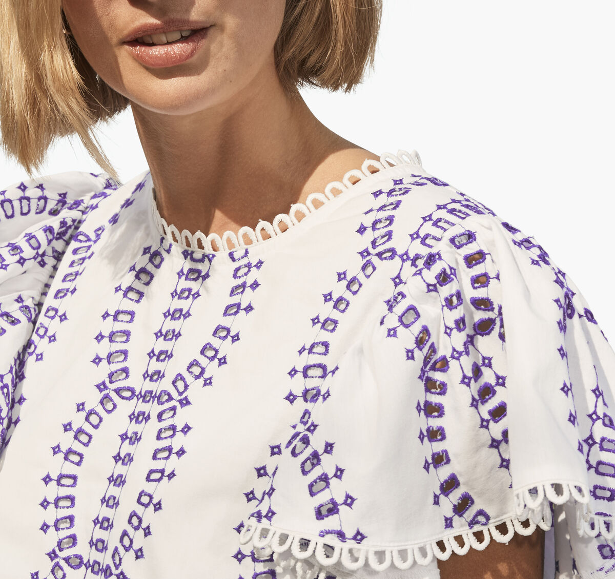 Game Day Eyelet Flutter Sleeve Top image number null