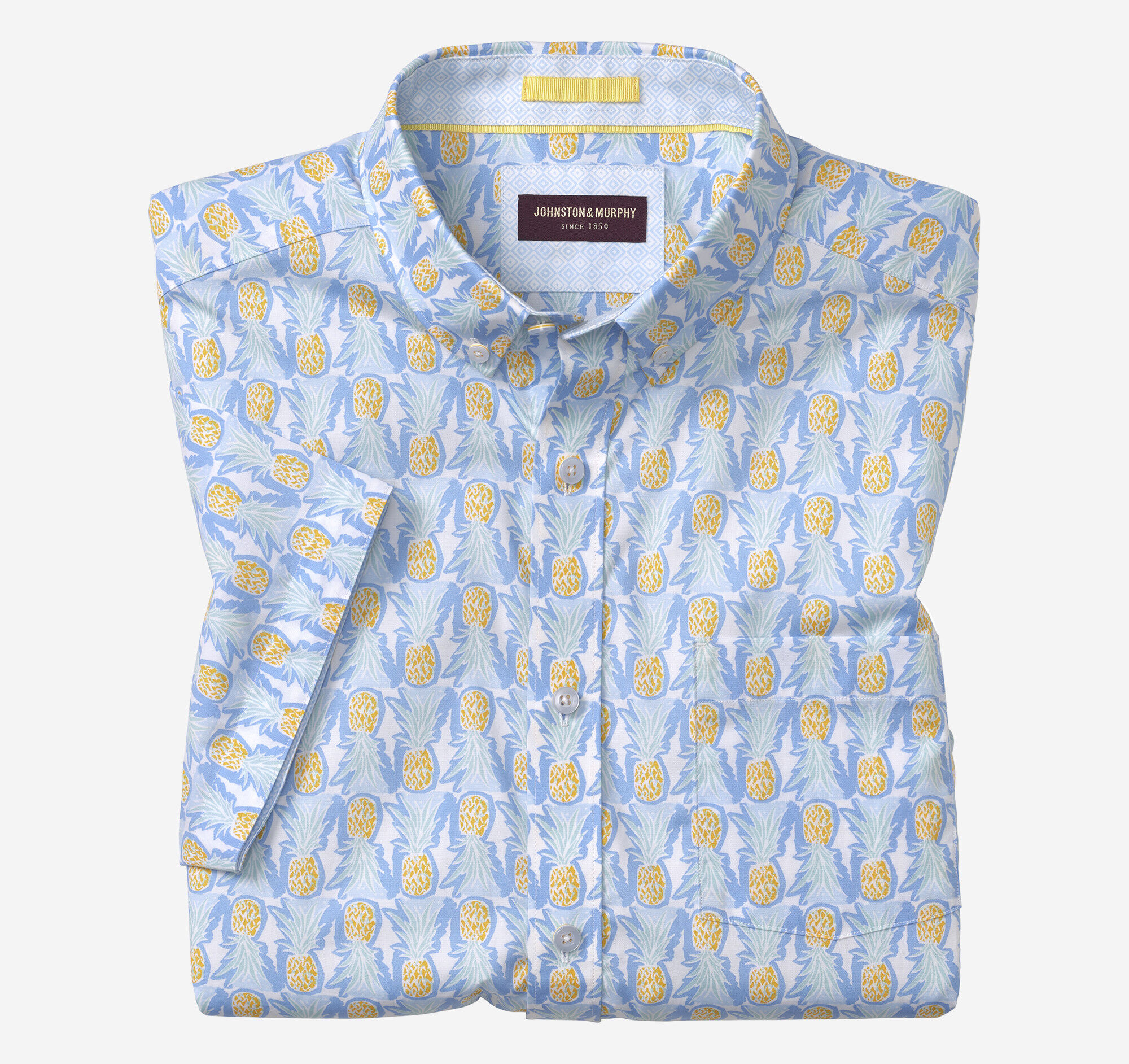 Men's Printed Cotton Short-Sleeve Shirt | Johnston & Murphy
