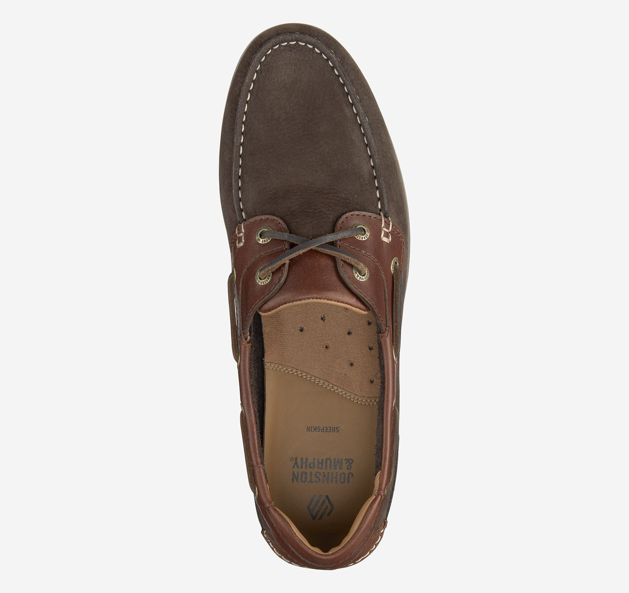 Men's Ventura 2-Eye Boat Shoe in Dark Brown Nubuck/Mahogany Full