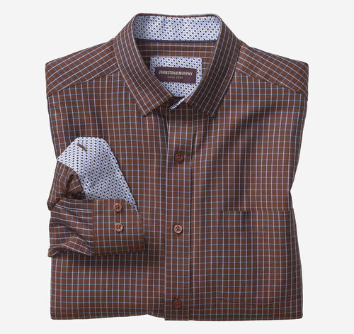 Long-Sleeve Dress Shirt - Rust Twill Windowpane