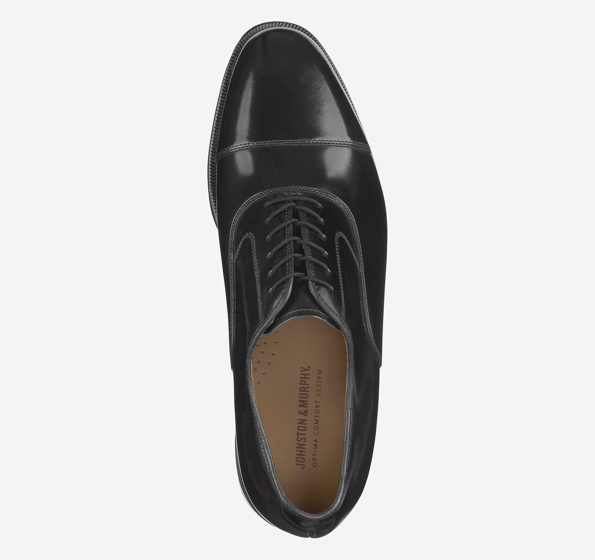 Men's Melton Cap Toe in Black Calfskin | Johnston & Murphy