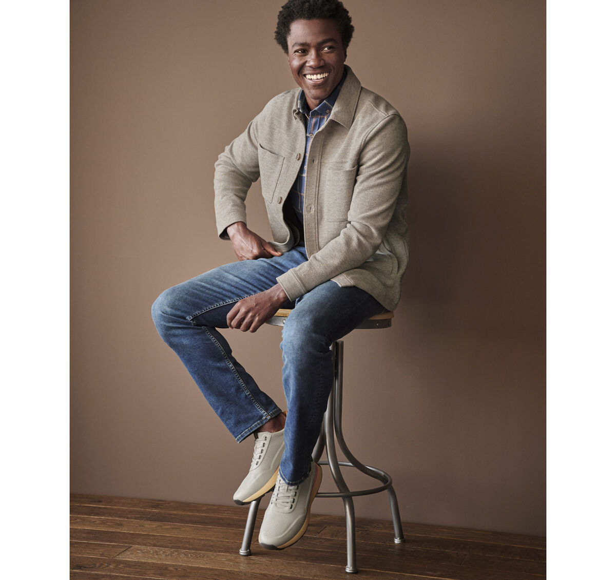 Twill Knit Shirt Jacket image number null