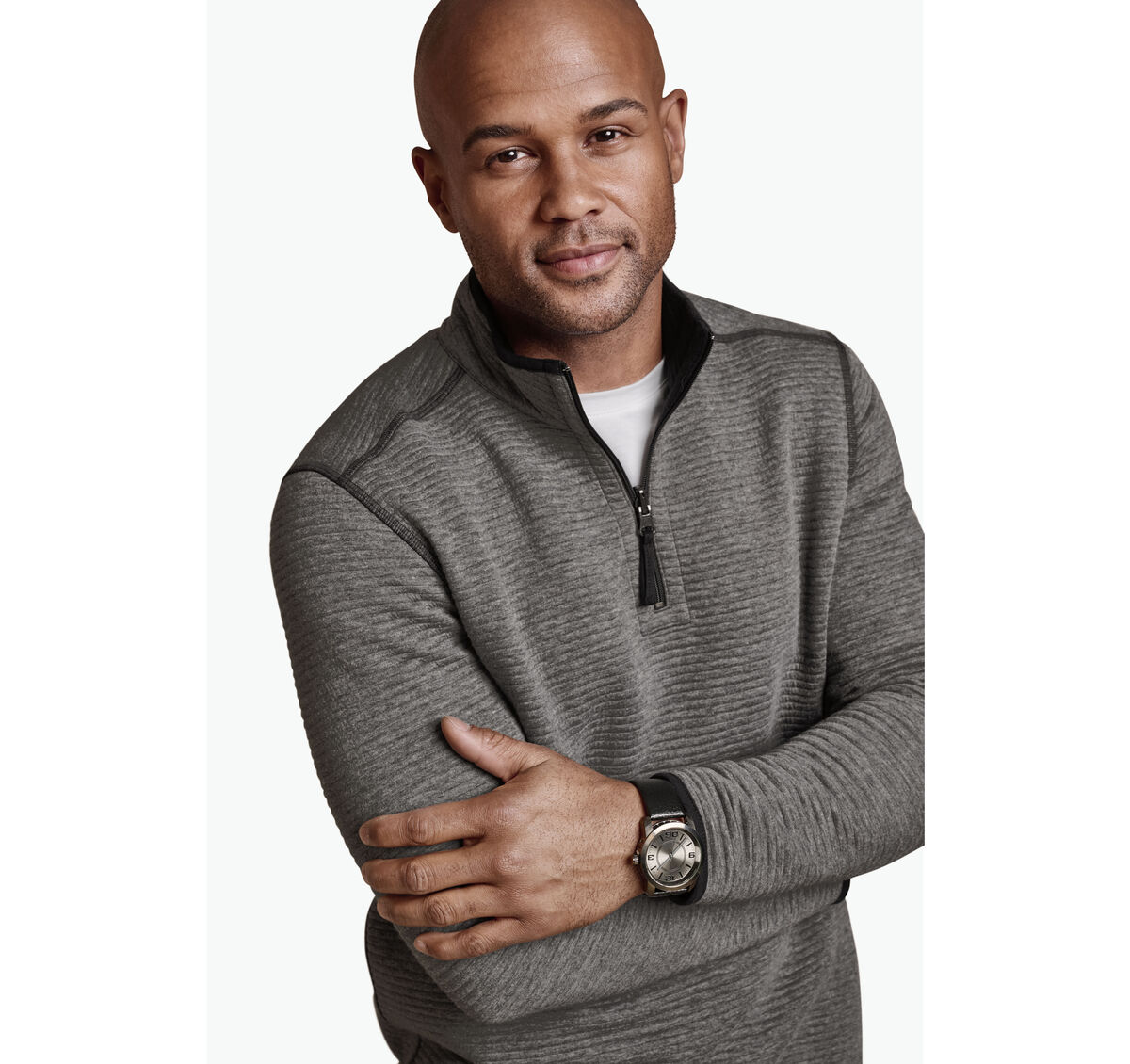 Reversible Channel-Quilted Quarter-Zip image number null