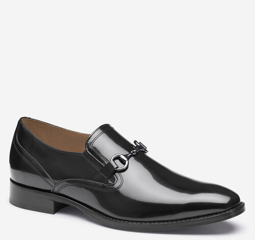 Richland Plain Toe Bit Loafer - Black Brush-Off Leather