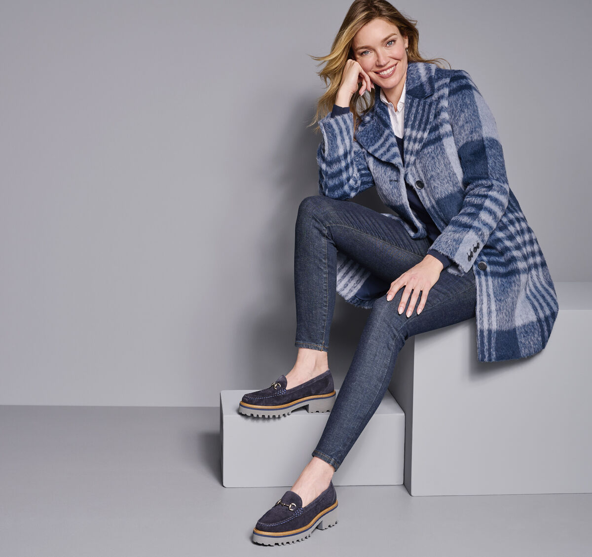 Brushed Plaid Coat image number null