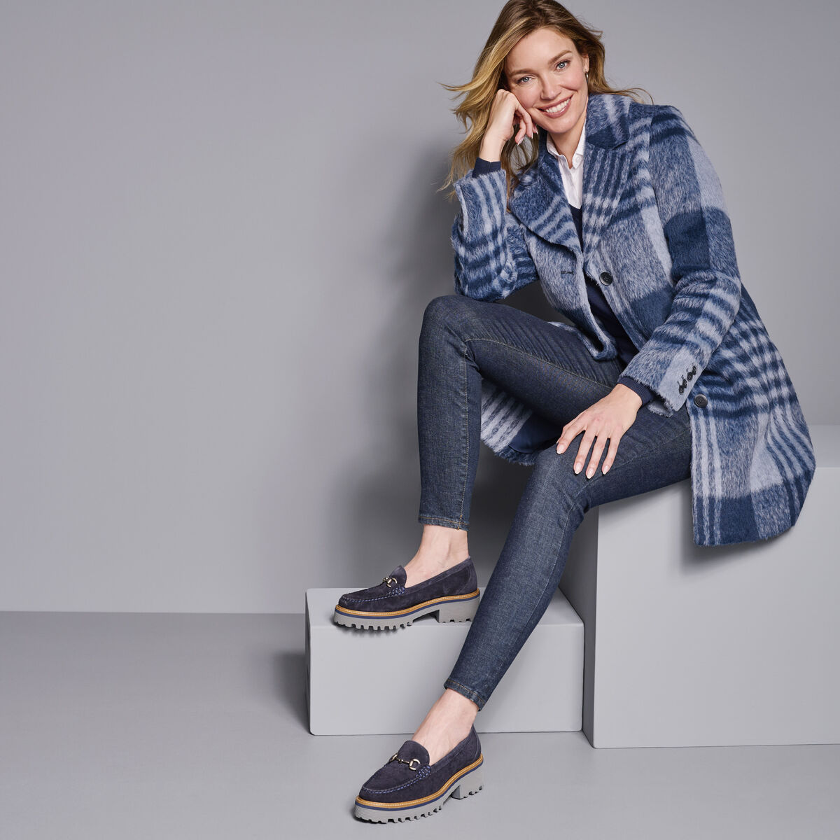 Brushed Plaid Coat image number null