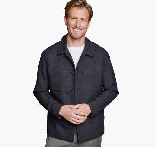 Patterned Shirt Jacket - Navy