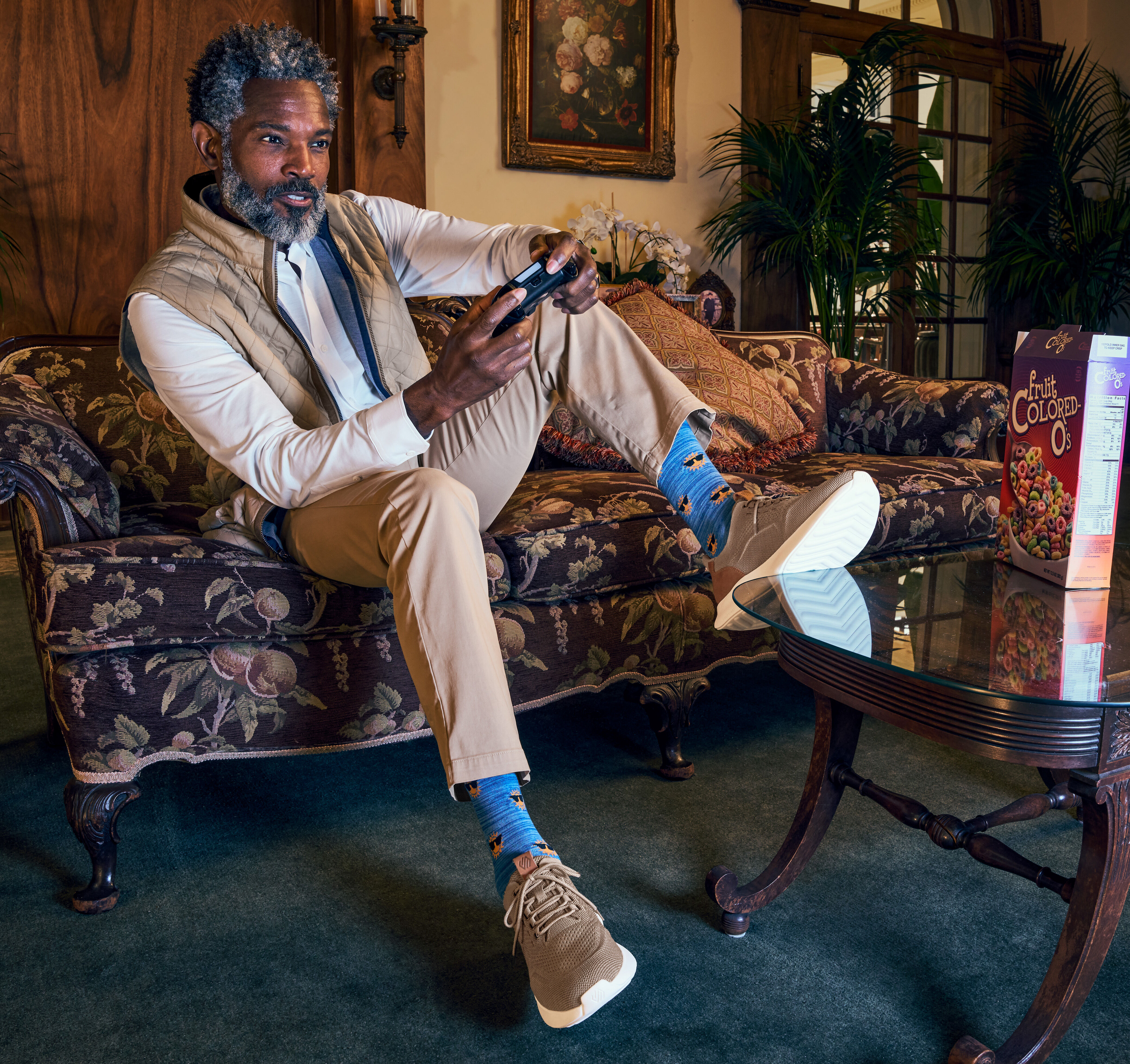 Men's Reversible Vest in Taupe/Blue Birdseye | Johnston & Murphy