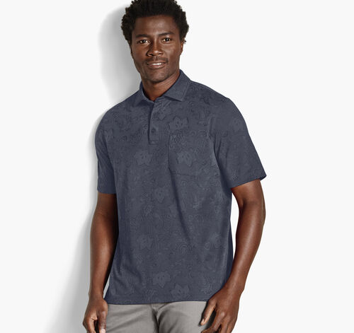 Evans Jacquard Polo - Navy Paisley