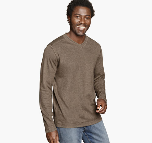 Icon Reversible V-Neck Pullover - Oatmeal/Light Gray