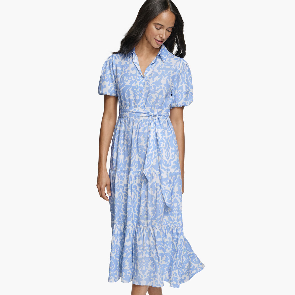 Tie-Waist Print Dress image number null