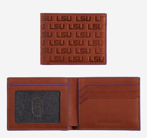 Collegiate Embossed Billfold Wallet - LSU - Tan Full Grain