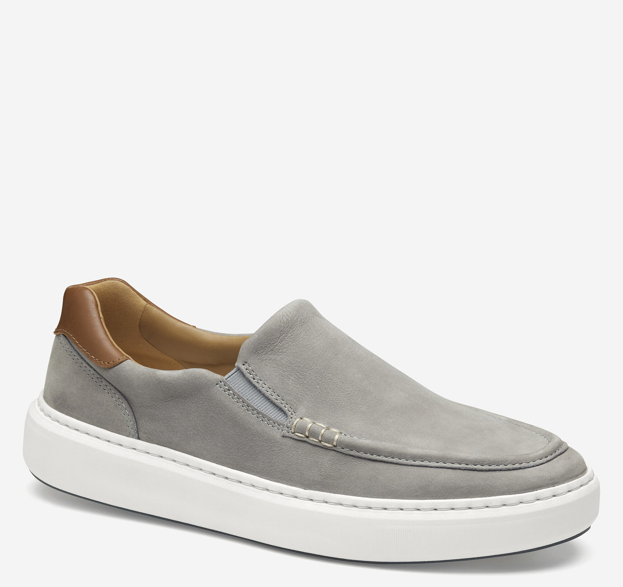 Men's Anders Moc Toe Slip-On in Gray Nubuck | Johnston & Murphy