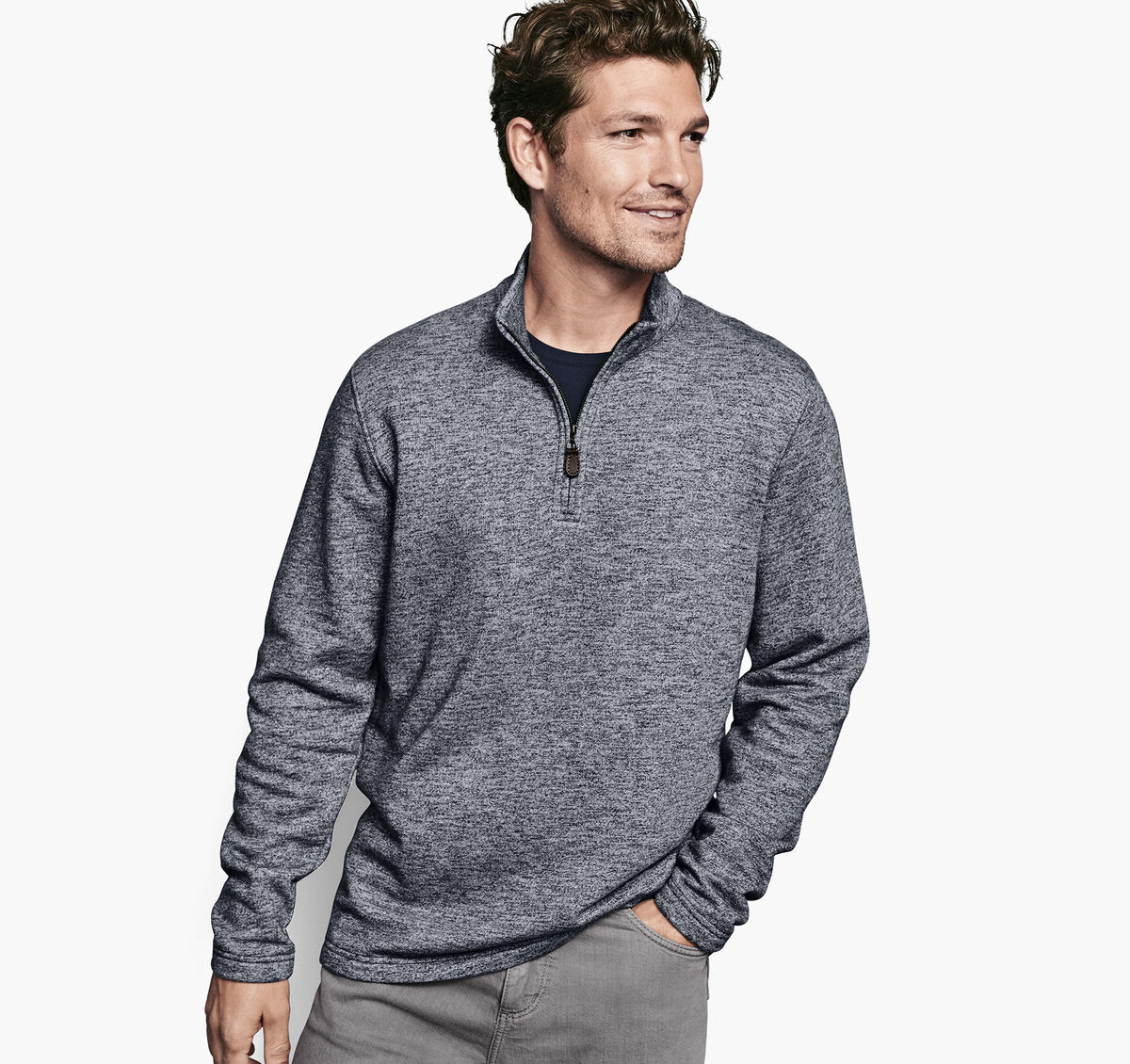 French Terry Knit Quarter-Zip image number null