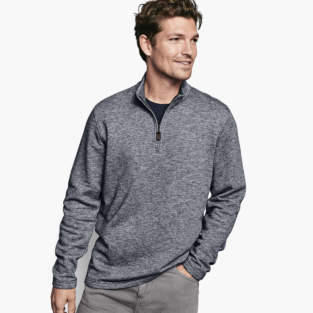 French Terry Knit Quarter-Zip image number null