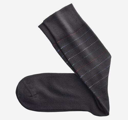 Striped Dress Socks - Black Dotted Stripe