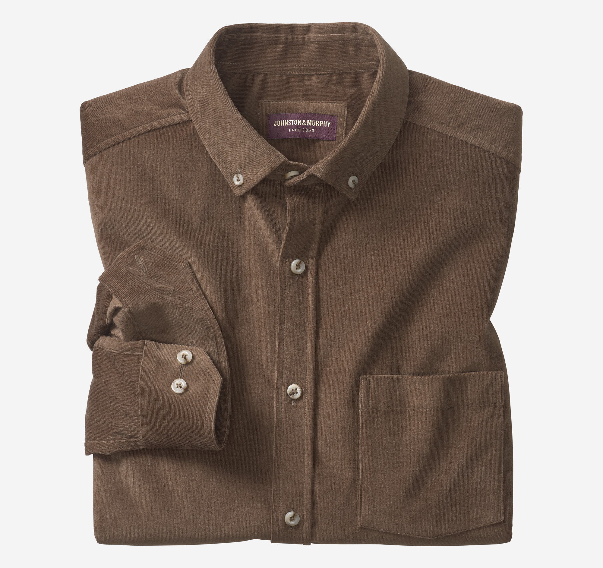 Men's Corduroy Shirt in Dark Camel | Johnston & Murphy
