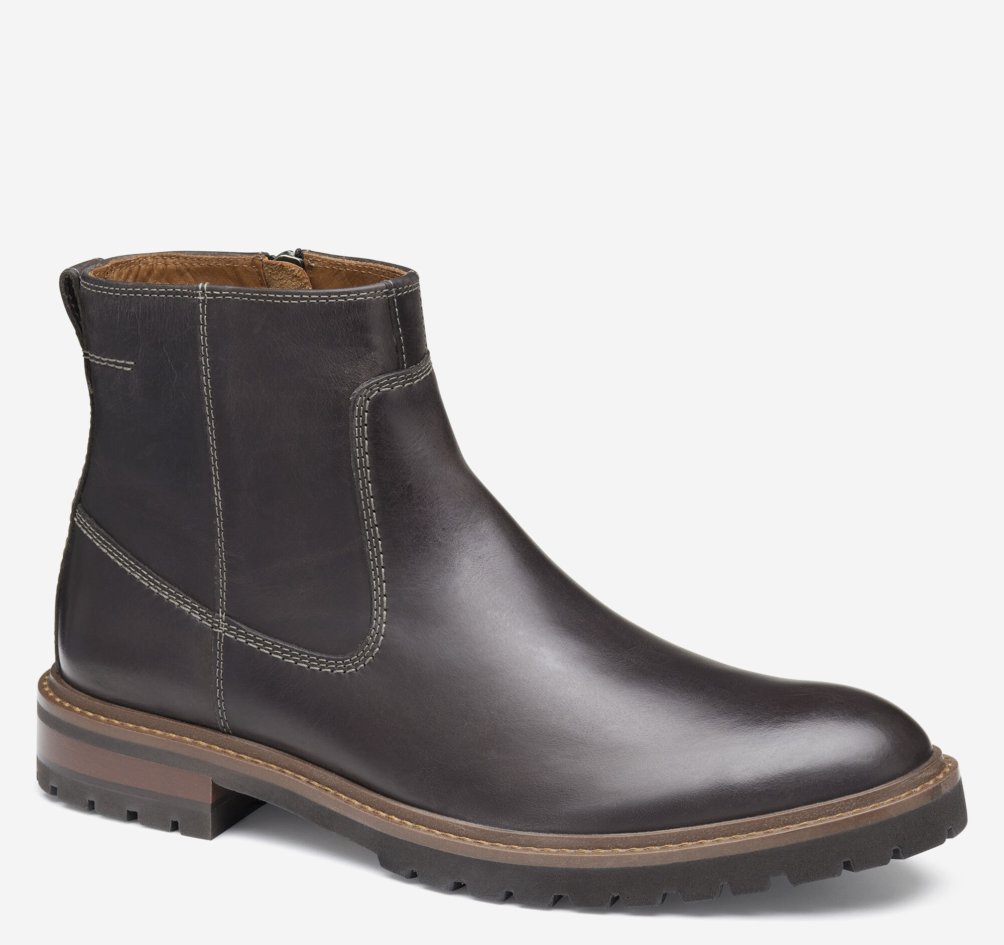 Men's Barrett Zip Boot in Charcoal Full Grain | Johnston & Murphy