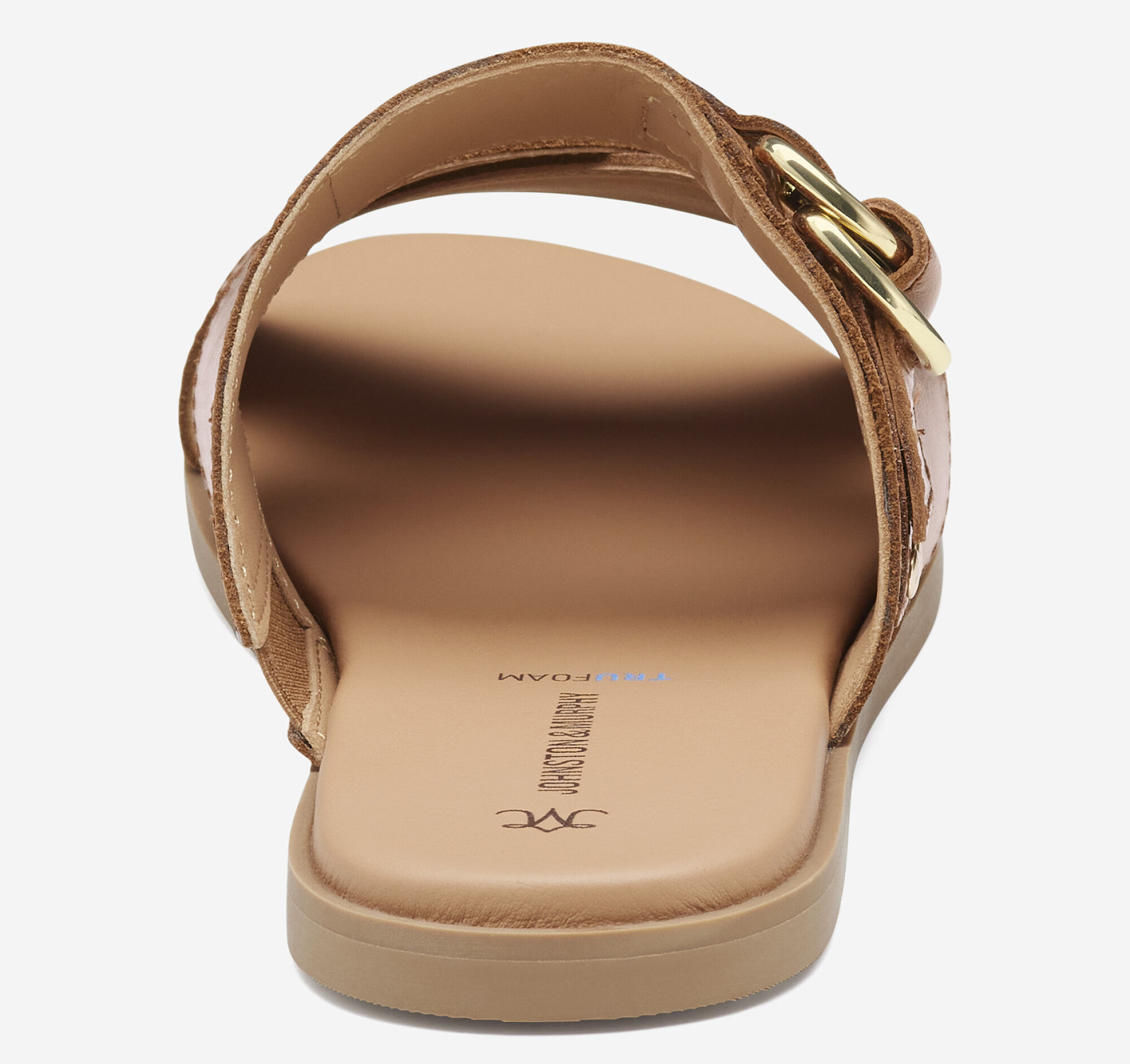 Women's Shayla Cross-Band Slide in Cognac Calfskin | Johnston & Murphy