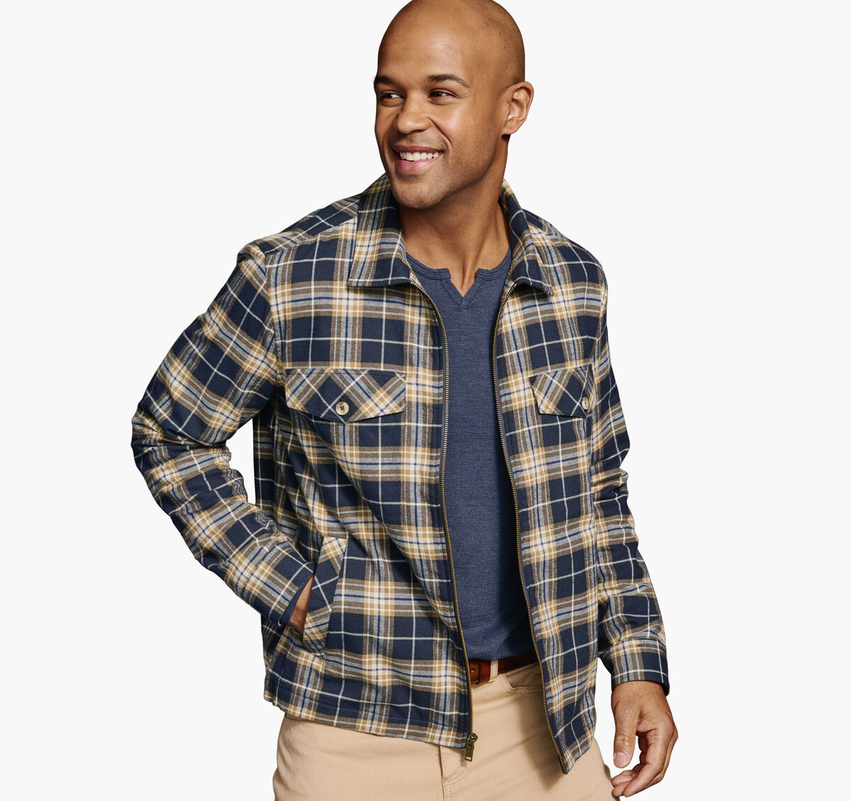 Plaid Zip Shirt Jacket image number null