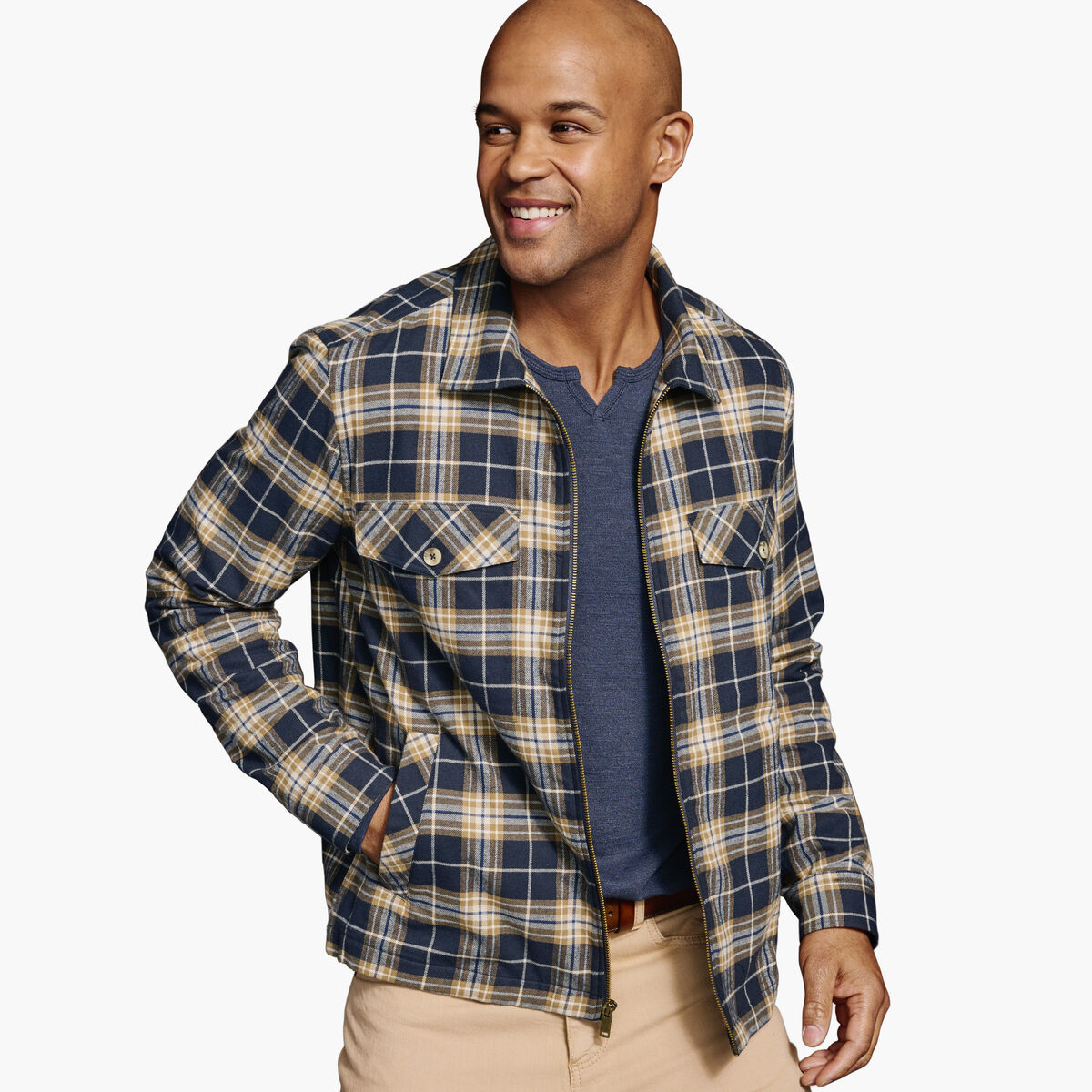 Plaid Zip Shirt Jacket image number null