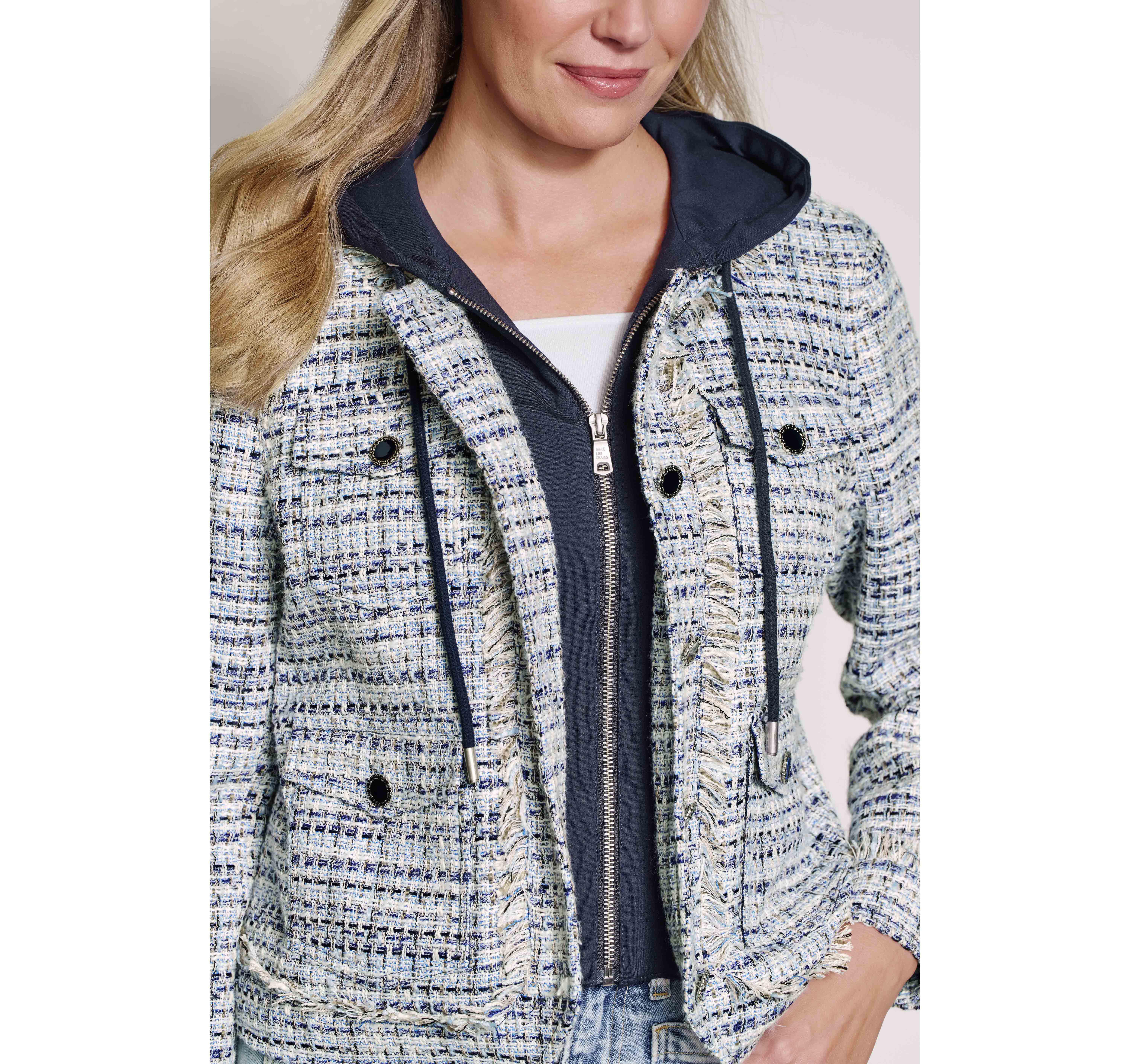 Tweed Jacket with Removable Hooded Bib