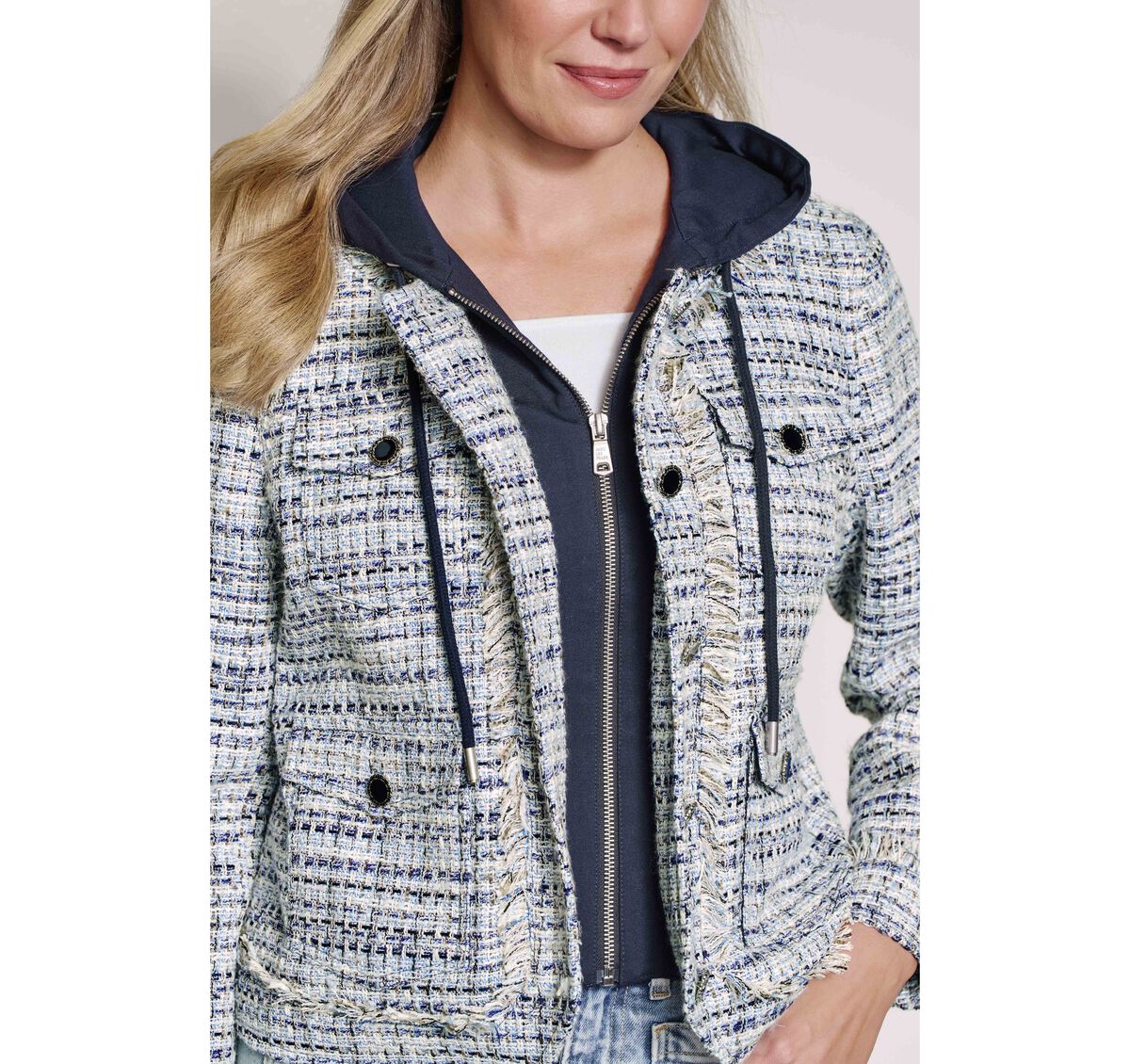 Tweed Jacket with Removable Hooded Bib image number null