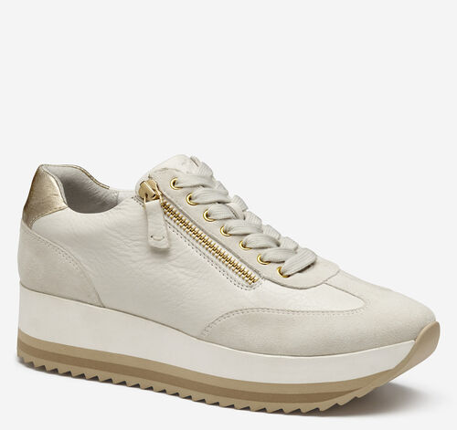 Gracie Side-Zip Lace Up - White Calfskin/Kid Suede
