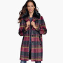 Plaid Coat with Faux-Fur Collar image number null