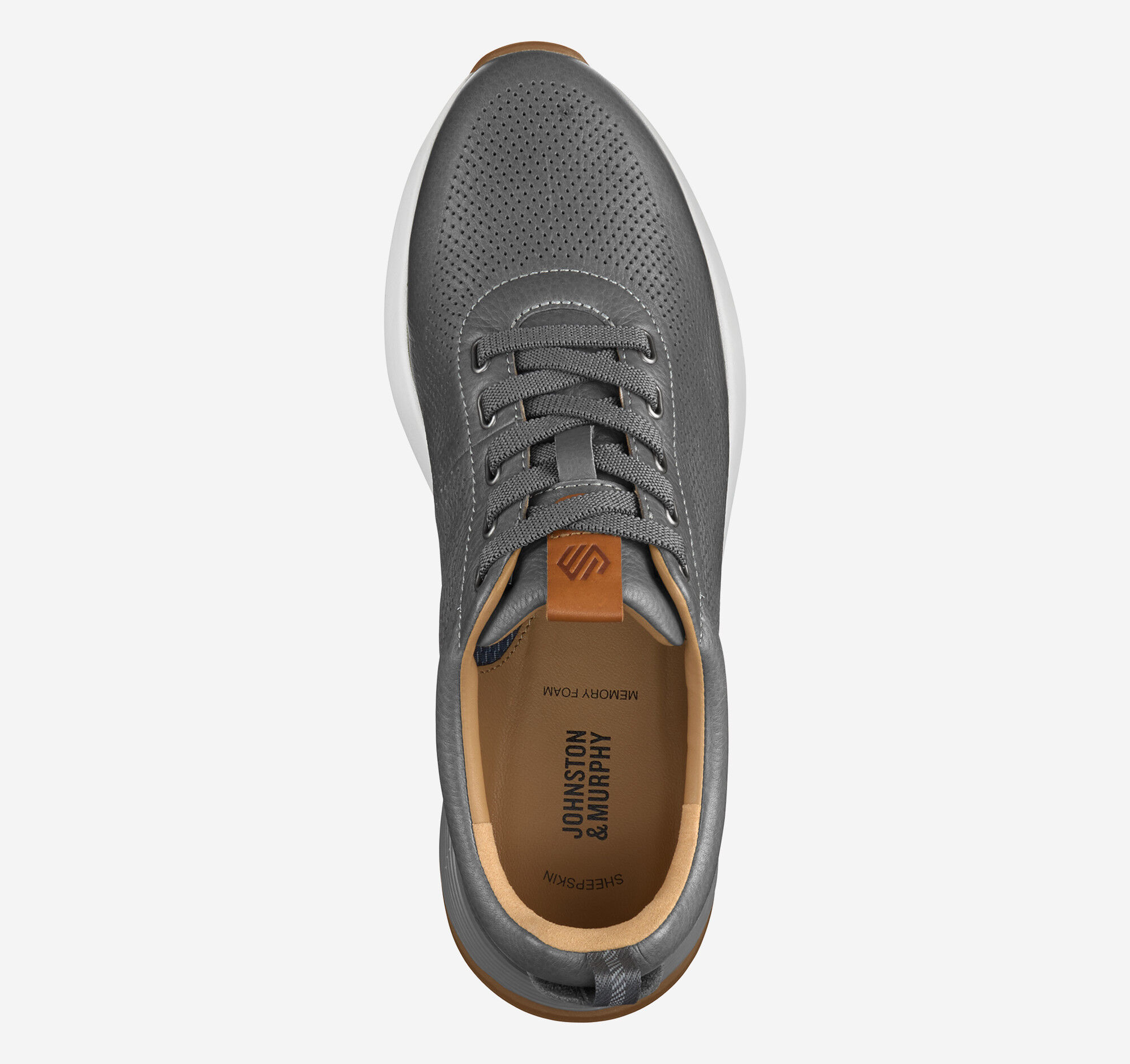 Men's Kinnon Perfed Jogger in Gray Full Grain | Johnston & Murphy