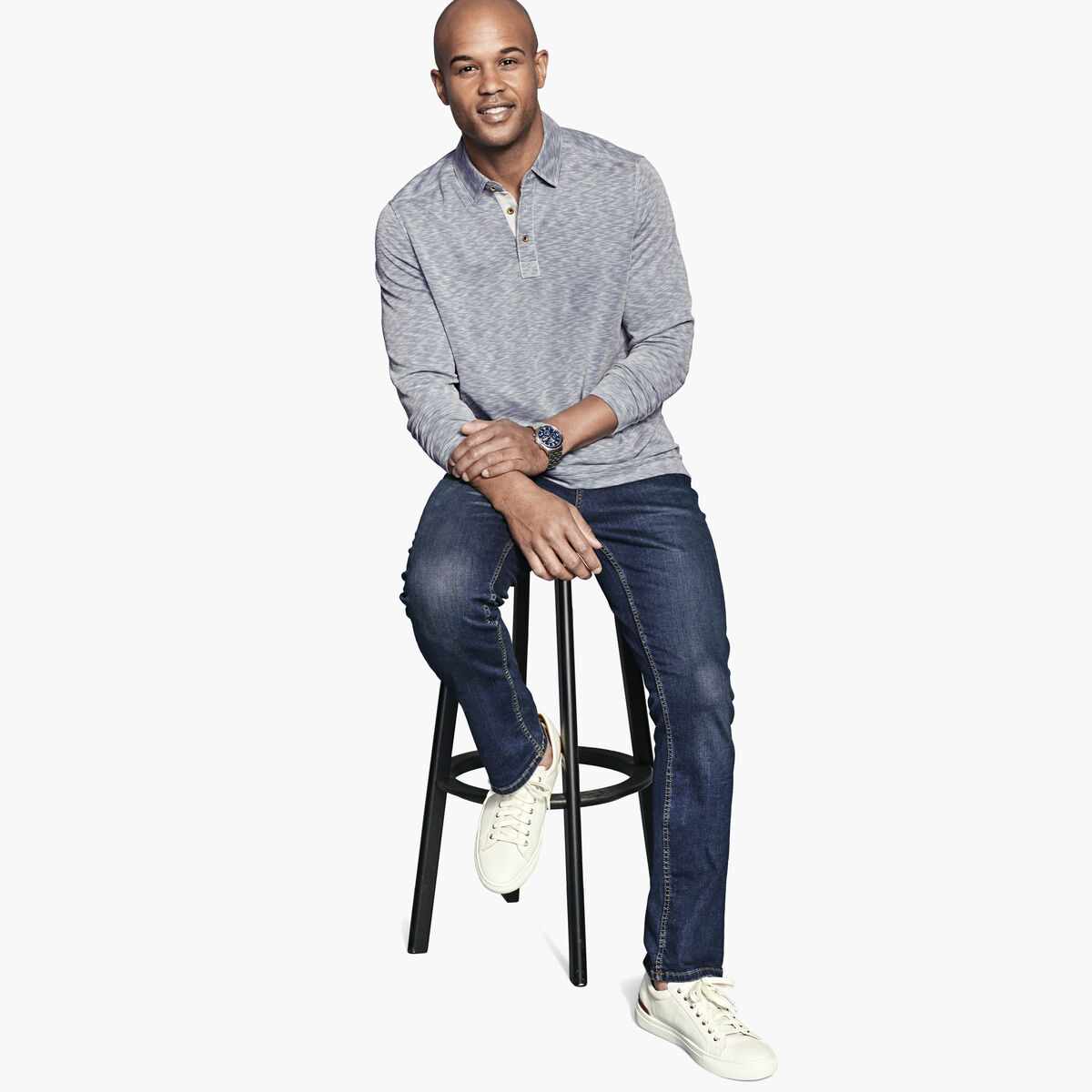 Vintage Slub Long-Sleeve Polo image number null