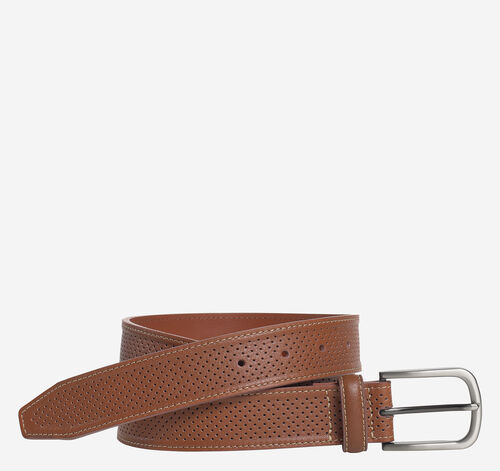 Soft Perforated Leather Belt - Tan