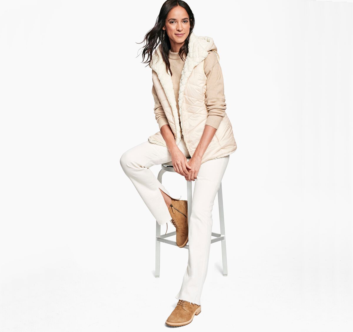 Reversible Faux-Fur Hooded Vest image number null