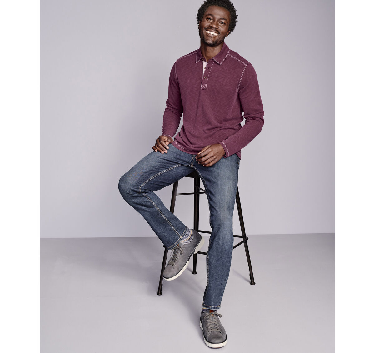 Vintage Slub Long-Sleeve Polo image number null