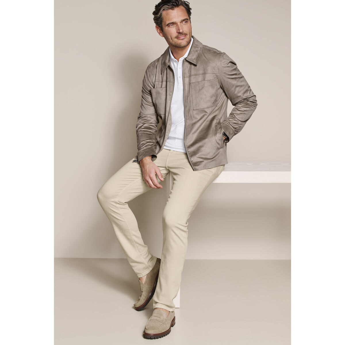 Faux-Suede Full-Zip Jacket image number null