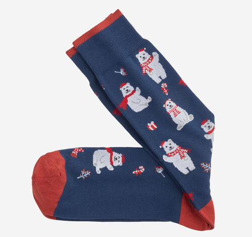 Pima Cotton Holiday-Themed Socks - Blue Polar Bears