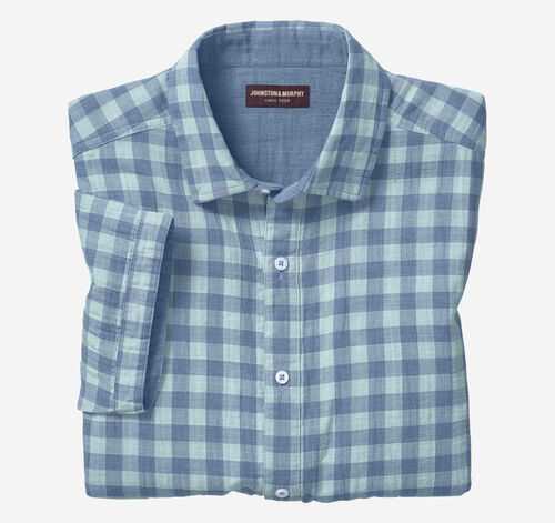 Double-Layer Short-Sleeve Shirt - Mint Large Gingham
