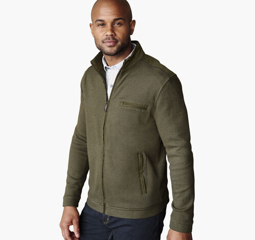 Melange Knit Full-Zip - Olive