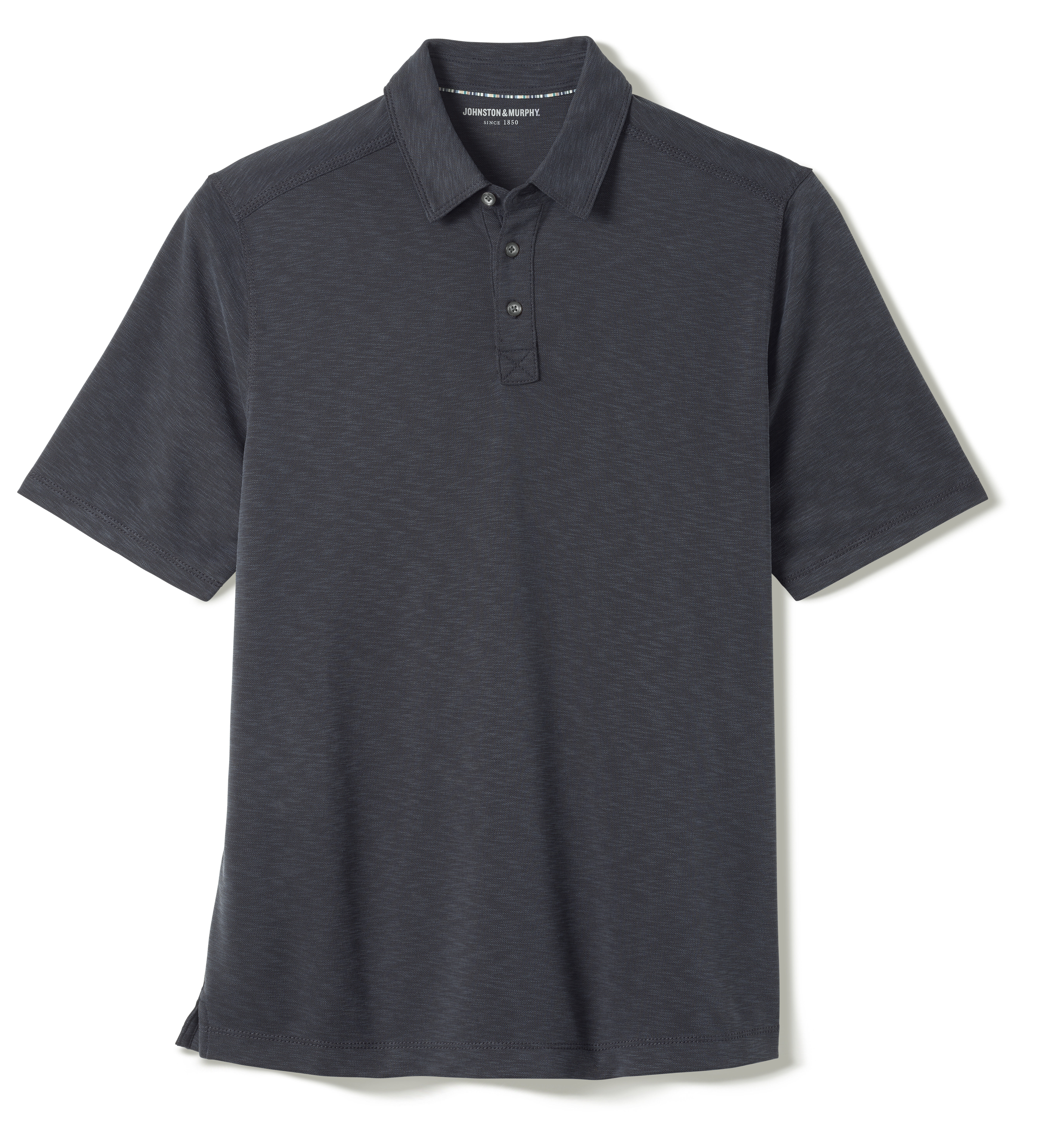 Men's Vintage Slub Polo in Black | Johnston & Murphy