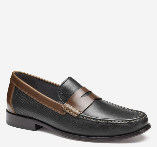 Humphrey Penny Loafer - Black/Brown Full-Grain Leather