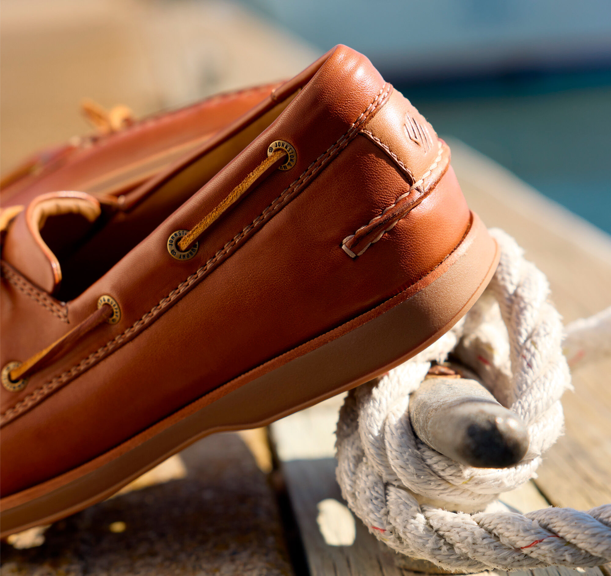 Men's Monaco 2-Eye Boat Shoe in Tan Glove Leather | Johnston & Murphy