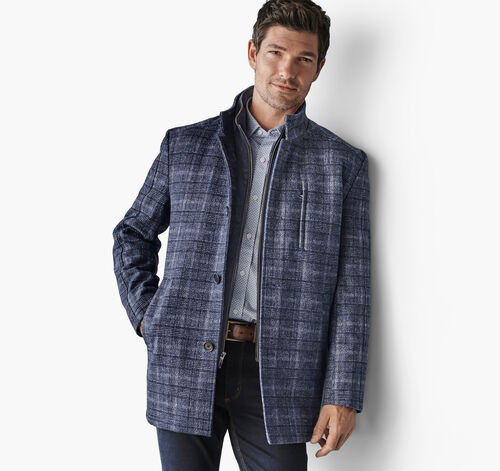 Upton Car Coat - Navy Plaid