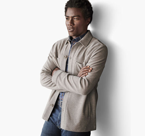 Twill Knit Shirt Jacket - Oatmeal