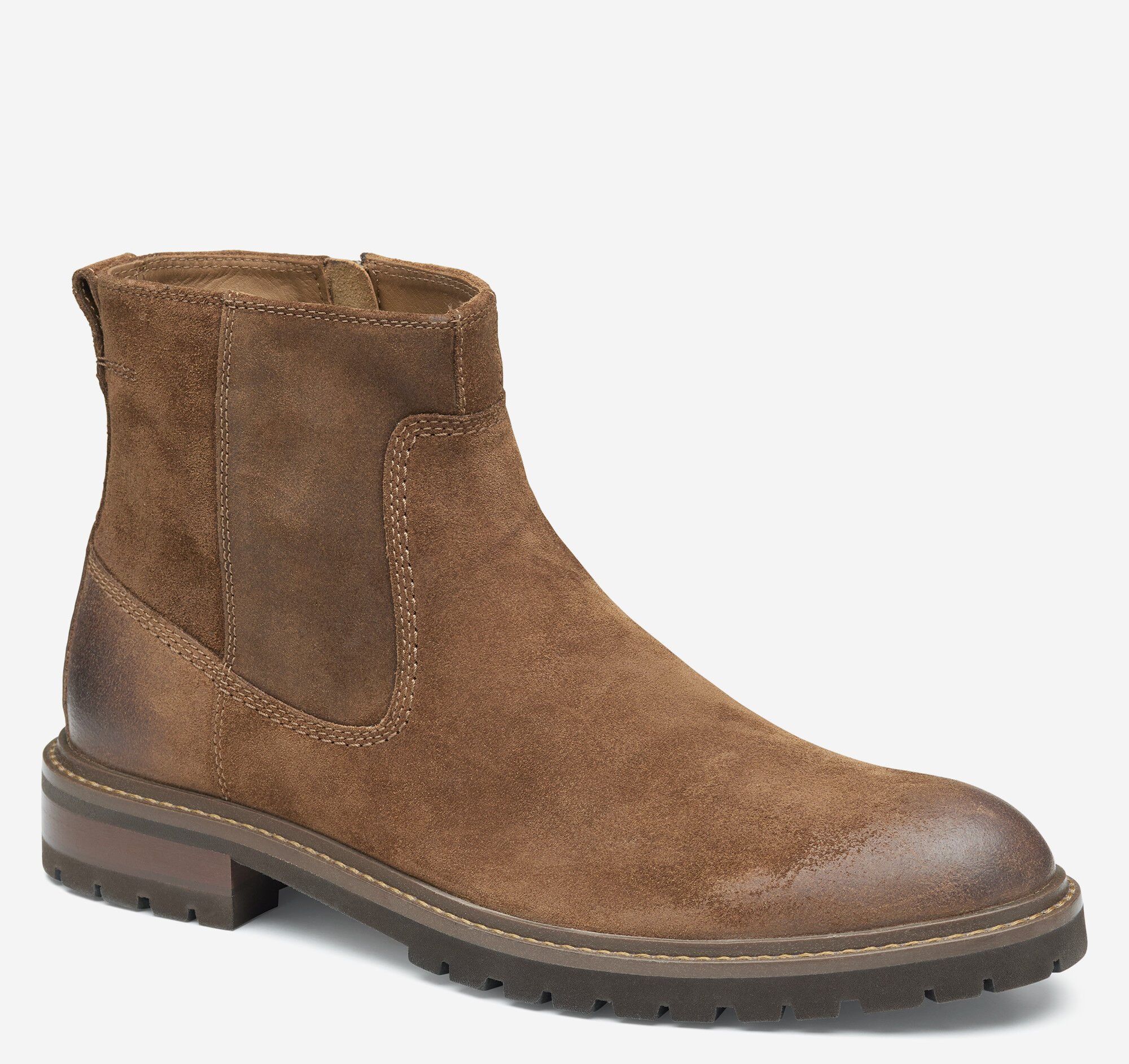 Men's Barrett Zip Boot in Brown Waxed Suede | Johnston & Murphy