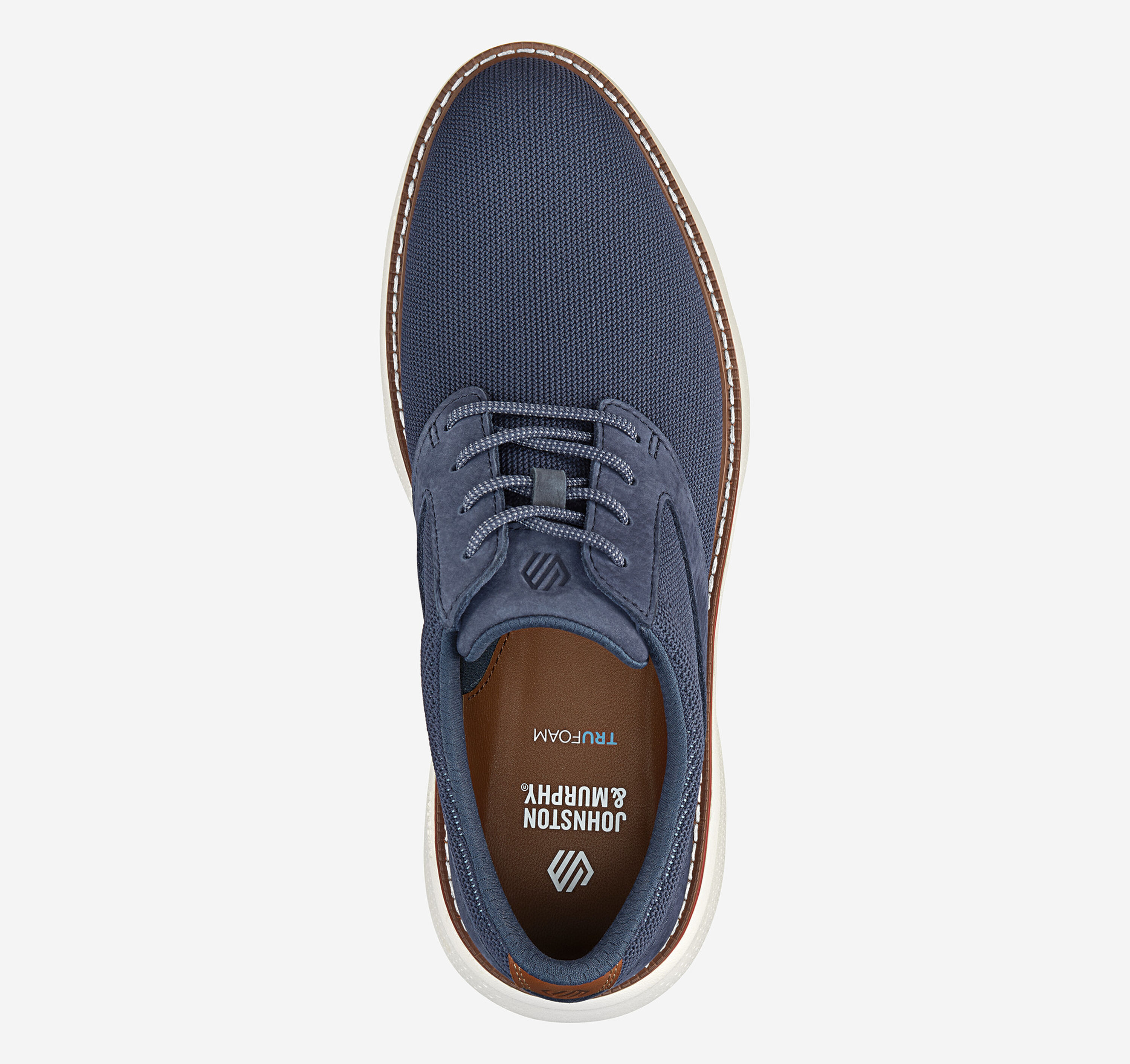 Like New Mens 12  Johnston & Murphy Navy Blue Shoe with White speckled Sole Johnston & Murphy Warner Plain Toe Navy Blue Tumbled Nubuck  main image 3