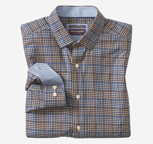 Non-Iron Dress Shirt - Tan Multi Glen Plaid